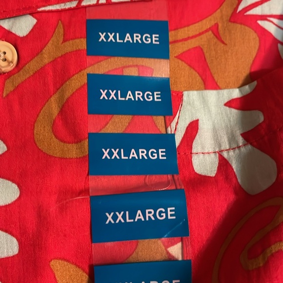 Barefoot as in Paradise men’s red, patterned Hawaiian shirt. Size XXL. NWT. - Picture 7 of 7